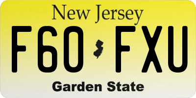 NJ license plate F60FXU