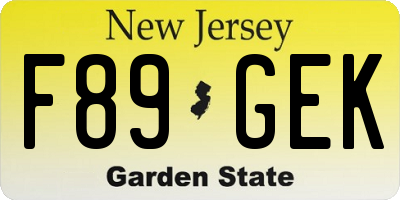 NJ license plate F89GEK