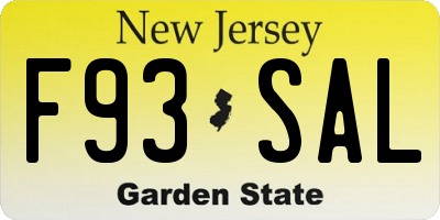 NJ license plate F93SAL