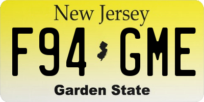 NJ license plate F94GME