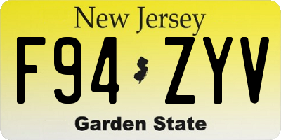 NJ license plate F94ZYV