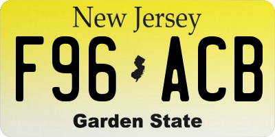 NJ license plate F96ACB