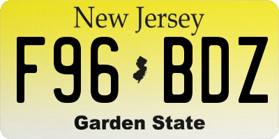 NJ license plate F96BDZ