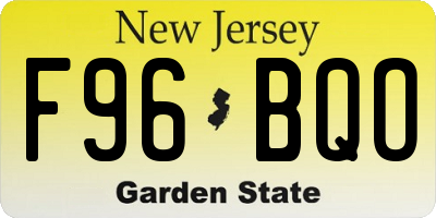 NJ license plate F96BQO