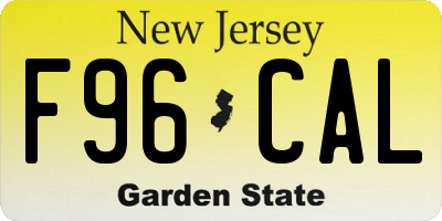 NJ license plate F96CAL