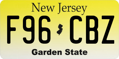 NJ license plate F96CBZ