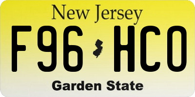 NJ license plate F96HCO