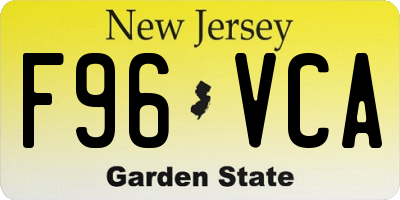 NJ license plate F96VCA