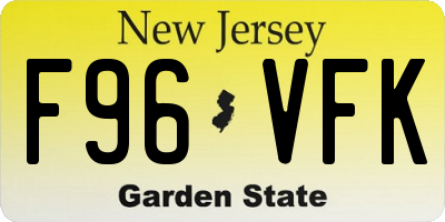 NJ license plate F96VFK