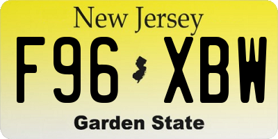 NJ license plate F96XBW