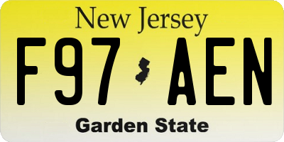 NJ license plate F97AEN