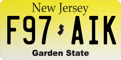 NJ license plate F97AIK