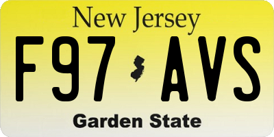 NJ license plate F97AVS