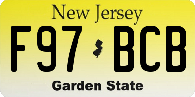 NJ license plate F97BCB