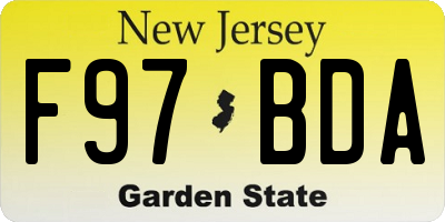 NJ license plate F97BDA