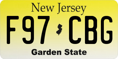 NJ license plate F97CBG