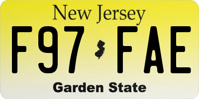 NJ license plate F97FAE