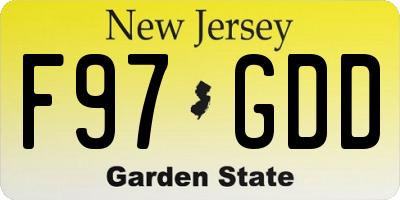 NJ license plate F97GDD