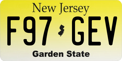 NJ license plate F97GEV