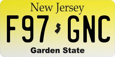 NJ license plate F97GNC