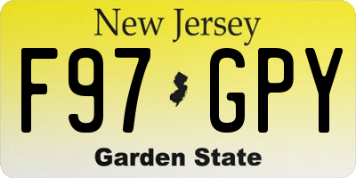 NJ license plate F97GPY