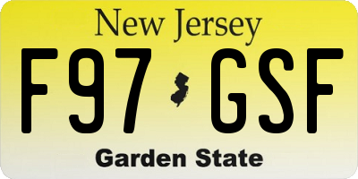 NJ license plate F97GSF