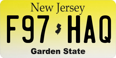 NJ license plate F97HAQ