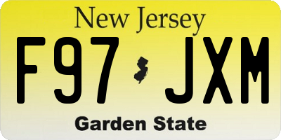NJ license plate F97JXM