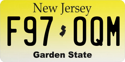NJ license plate F97OQM