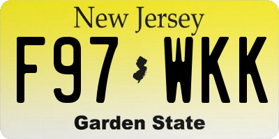 NJ license plate F97WKK