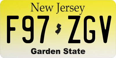 NJ license plate F97ZGV
