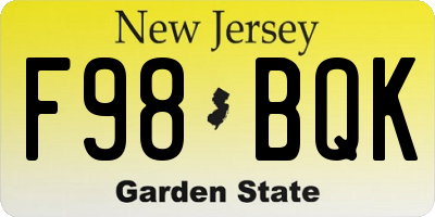 NJ license plate F98BQK