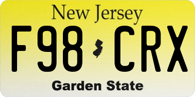 NJ license plate F98CRX