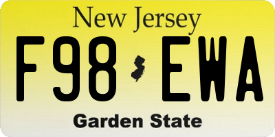 NJ license plate F98EWA