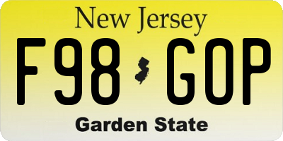 NJ license plate F98GOP