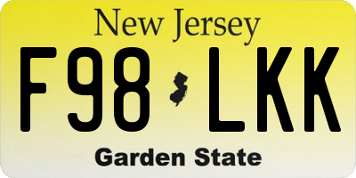 NJ license plate F98LKK