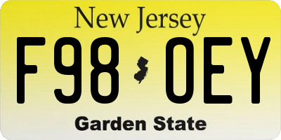NJ license plate F98OEY