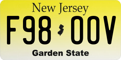 NJ license plate F98OOV
