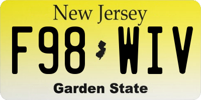 NJ license plate F98WIV