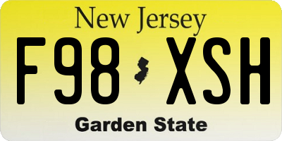NJ license plate F98XSH