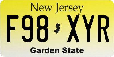 NJ license plate F98XYR