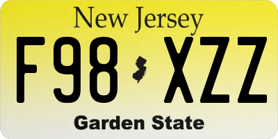 NJ license plate F98XZZ