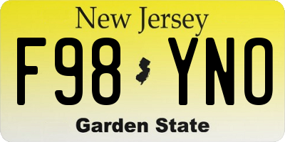 NJ license plate F98YNO