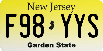 NJ license plate F98YYS