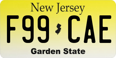 NJ license plate F99CAE