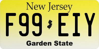 NJ license plate F99EIY