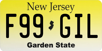 NJ license plate F99GIL
