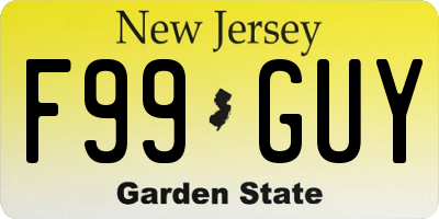 NJ license plate F99GUY