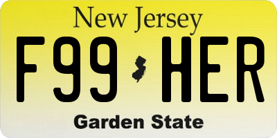 NJ license plate F99HER