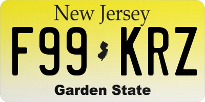NJ license plate F99KRZ